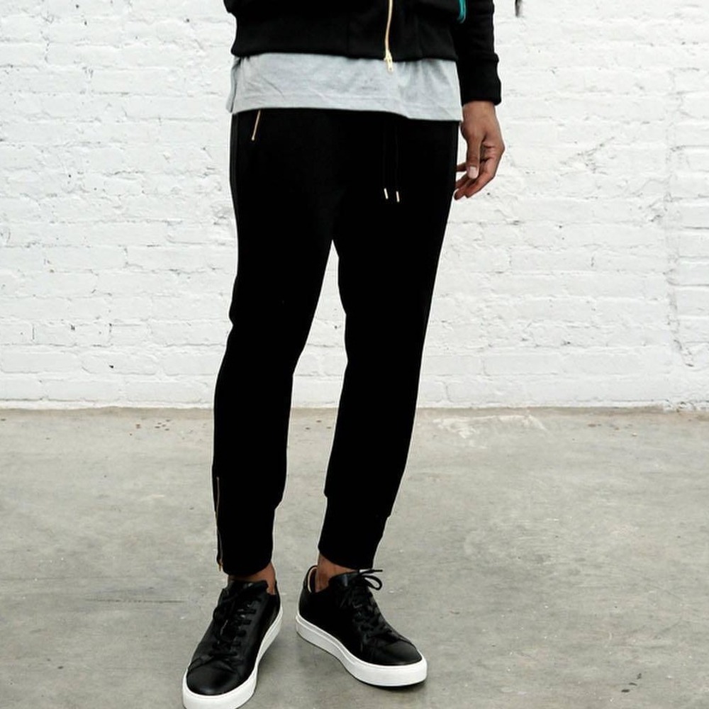 NEW Good‎ Counsel Pippen Track Pant Men XL Black Gold Zipper Ankle Drawstring
